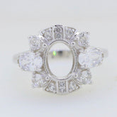 Sterling Silver Semi Mount Ring Setting Oval OV 9x7mm Halo - Syzjewelry